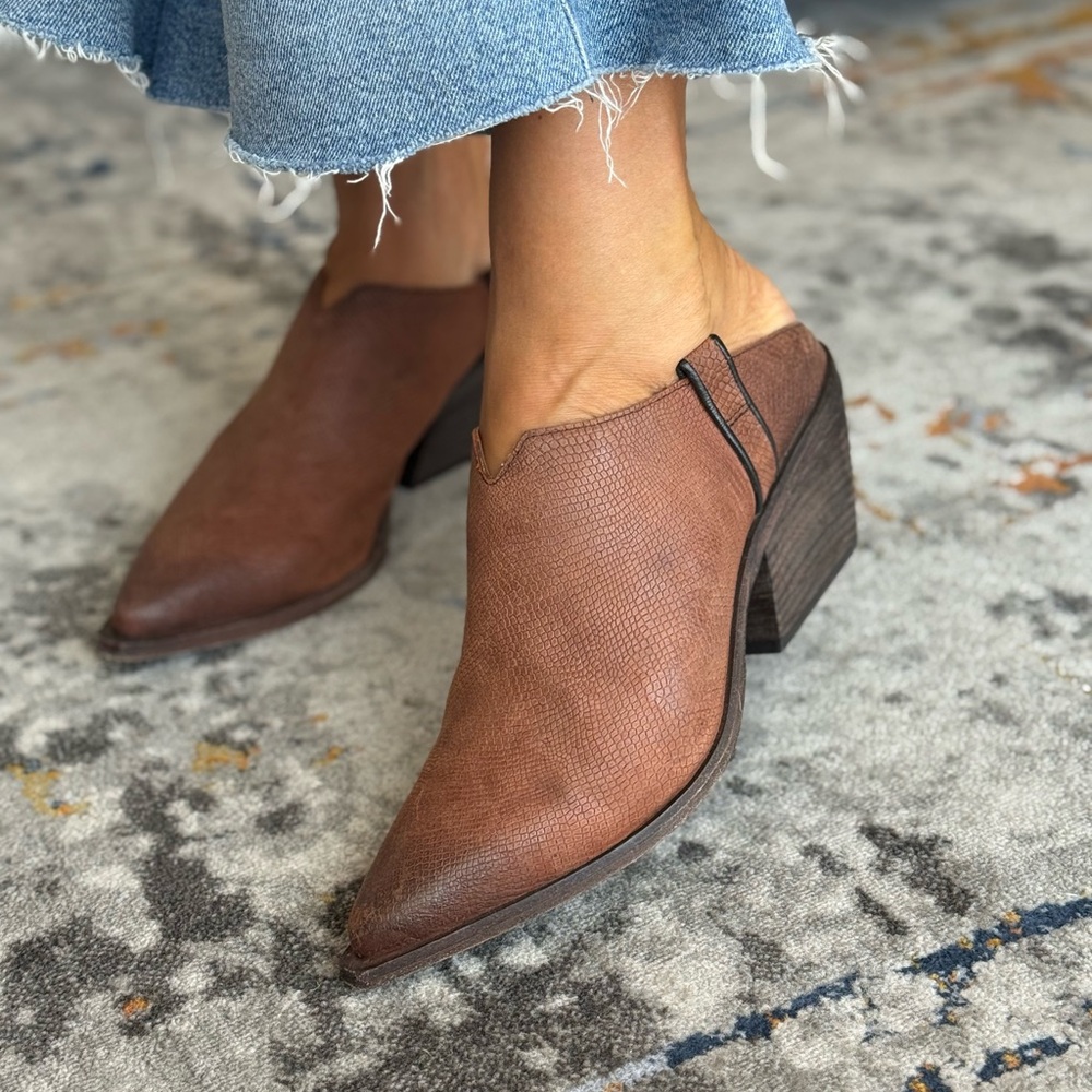 Free People Brown Leather Mules